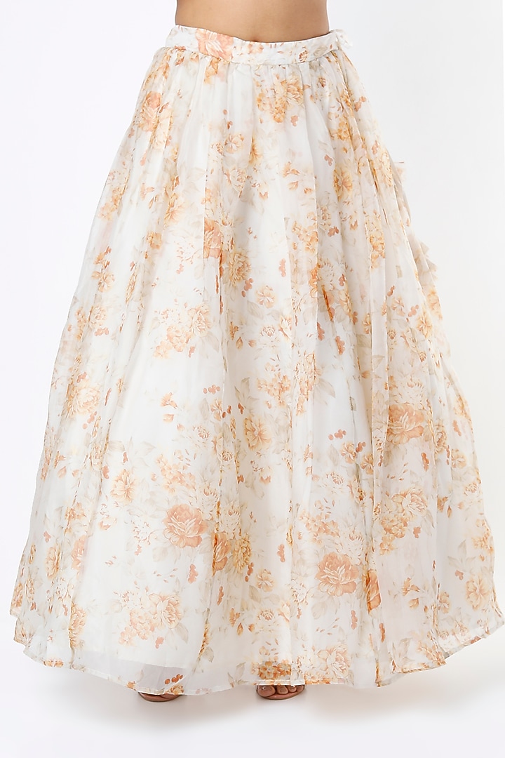 Ivory Silk Organza Floral Printed Wedding Lehenga Set by Astha Narang at Pernia's Pop Up Shop