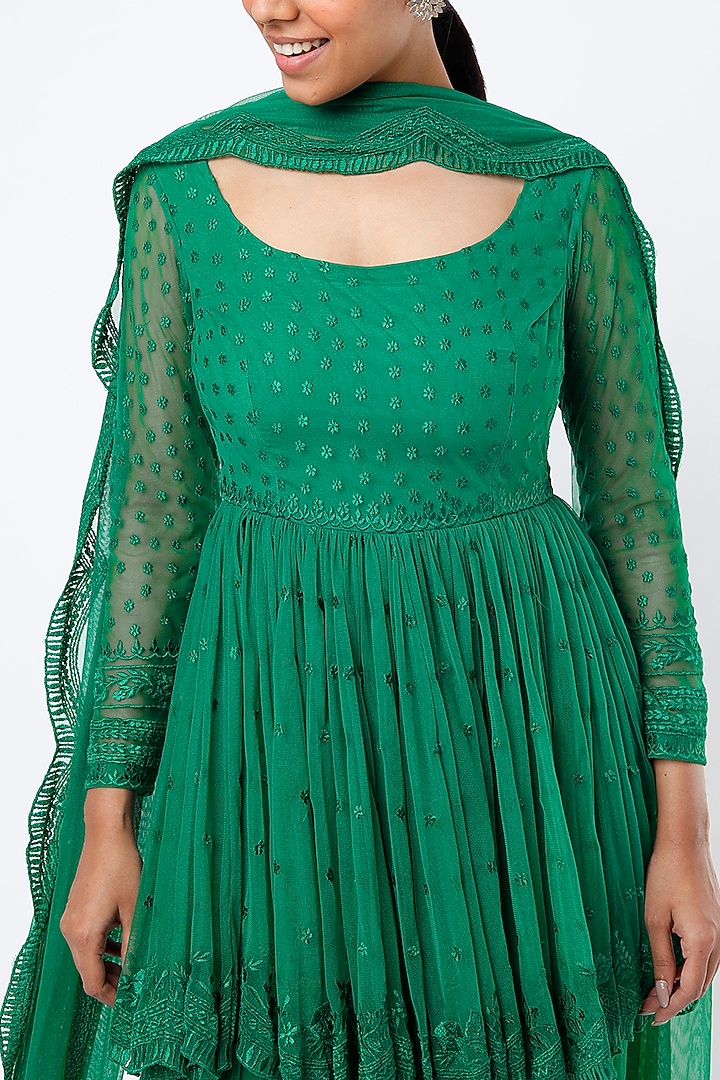 Teal Green Embroidered Wedding Sharara Set by Astha Narang at Pernia's Pop Up Shop