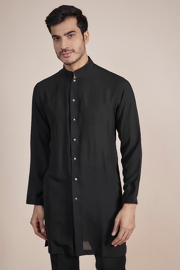 Black Viscose Kurta Set by AASTHASHAH at Pernia's Pop Up Shop