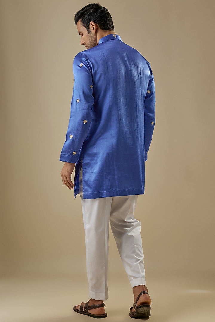 Blue Gajji Zardosi & Boota Work Kurta Set by AASTHASHAH at Pernia's Pop Up Shop