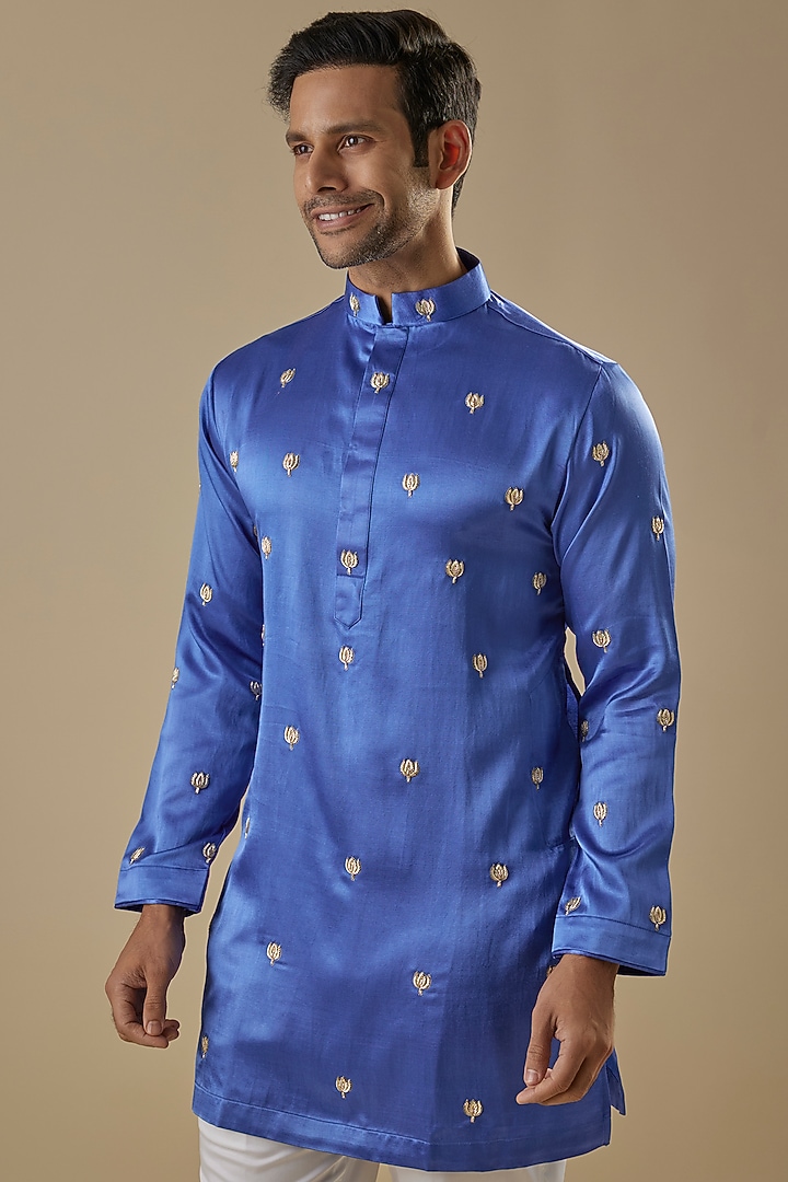 Blue Gajji Zardosi & Boota Work Kurta Set by AASTHASHAH at Pernia's Pop Up Shop
