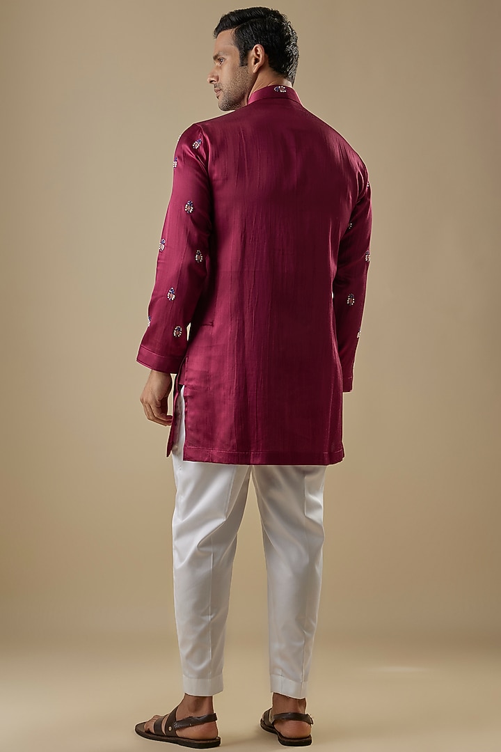 Royal Maroon Gajji Thread Work Kurta Set by AASTHASHAH at Pernia's Pop Up Shop
