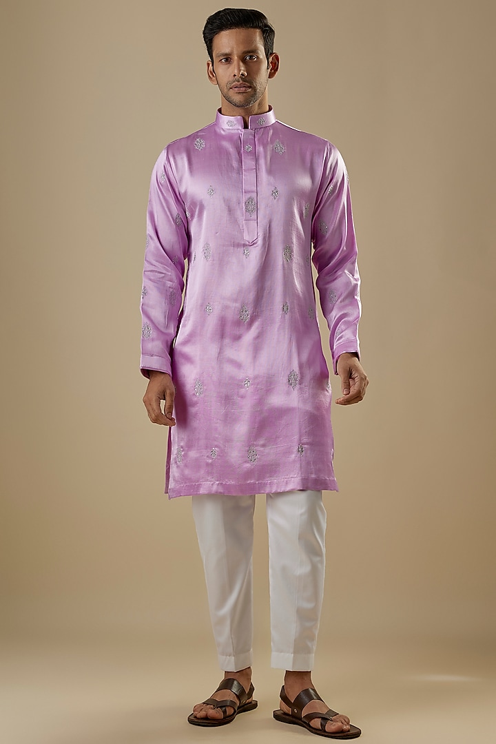 Lavender Gajji Kasab Work Kurta Set by AASTHASHAH