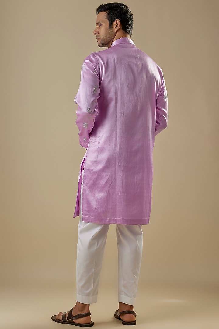 Lavender Gajji Kasab Work Kurta Set by AASTHASHAH at Pernia's Pop Up Shop