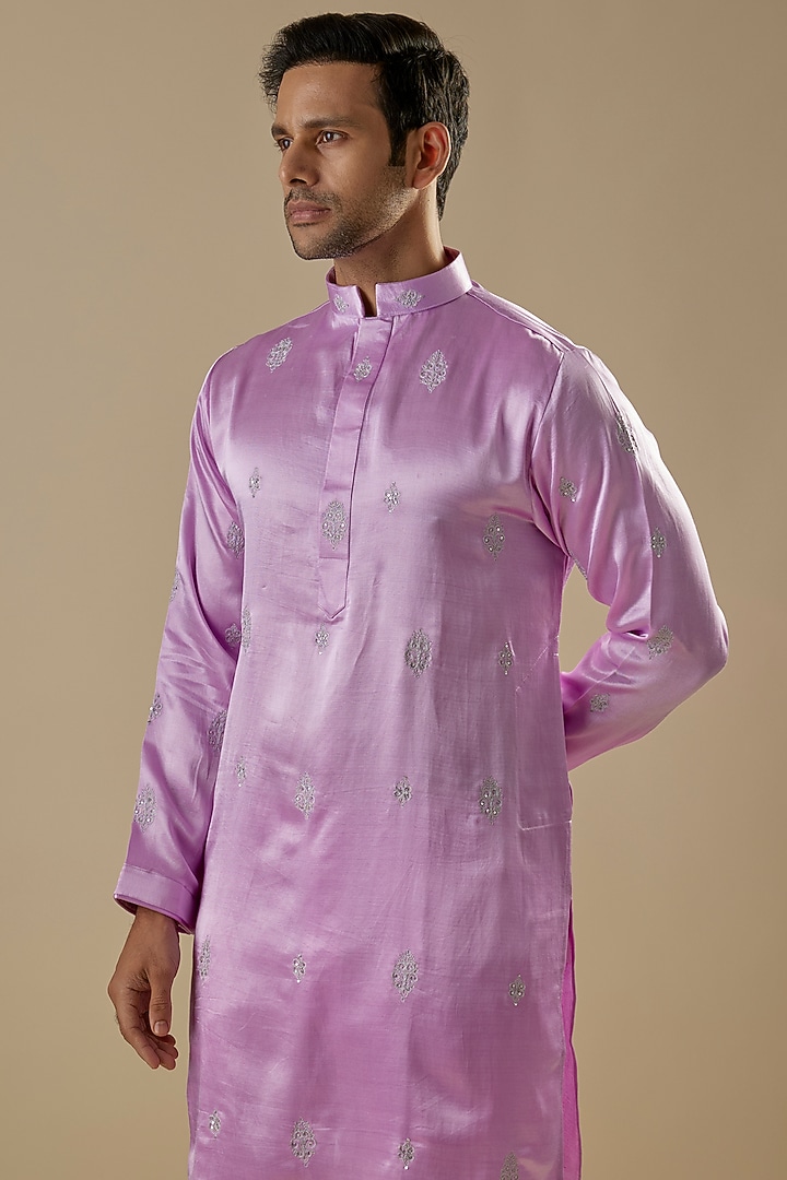 Lavender Gajji Kasab Work Kurta Set by AASTHASHAH at Pernia's Pop Up Shop