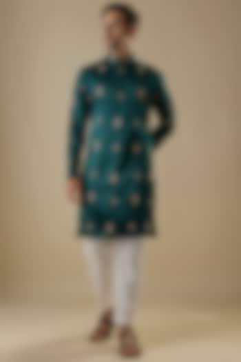 Royal Green Gajji Kasab Work Kurta Set by AASTHASHAH