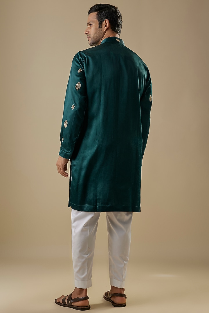 Royal Green Gajji Kasab Work Kurta Set by AASTHASHAH at Pernia's Pop Up Shop