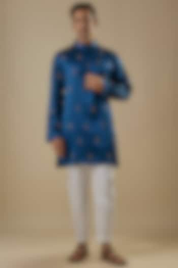 Royal Blue Gajji Boota Work Kurta Set by AASTHASHAH