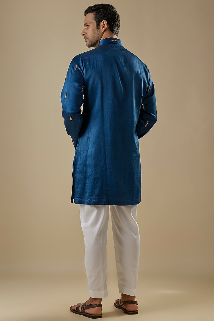 Royal Blue Gajji Boota Work Kurta Set by AASTHASHAH at Pernia's Pop Up Shop