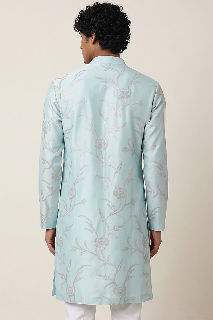 Pastel Blue Georgette Embellished Kurta by AASTHASHAH at Pernia's Pop Up Shop