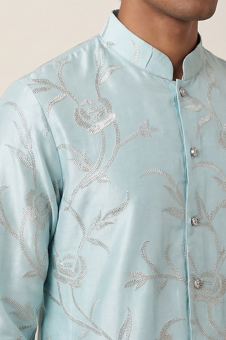 Pastel Blue Georgette Embellished Kurta by AASTHASHAH at Pernia's Pop Up Shop