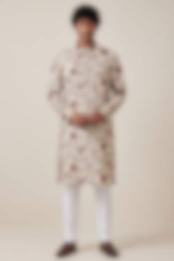 Ivory Georgette Floral Motif Work & Digital Printed Kurta by AASTHASHAH at Pernia's Pop Up Shop