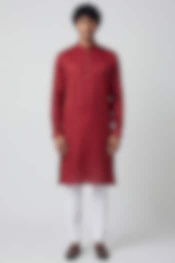 Red Organza Embellished Kurta by AASTHASHAH at Pernia's Pop Up Shop