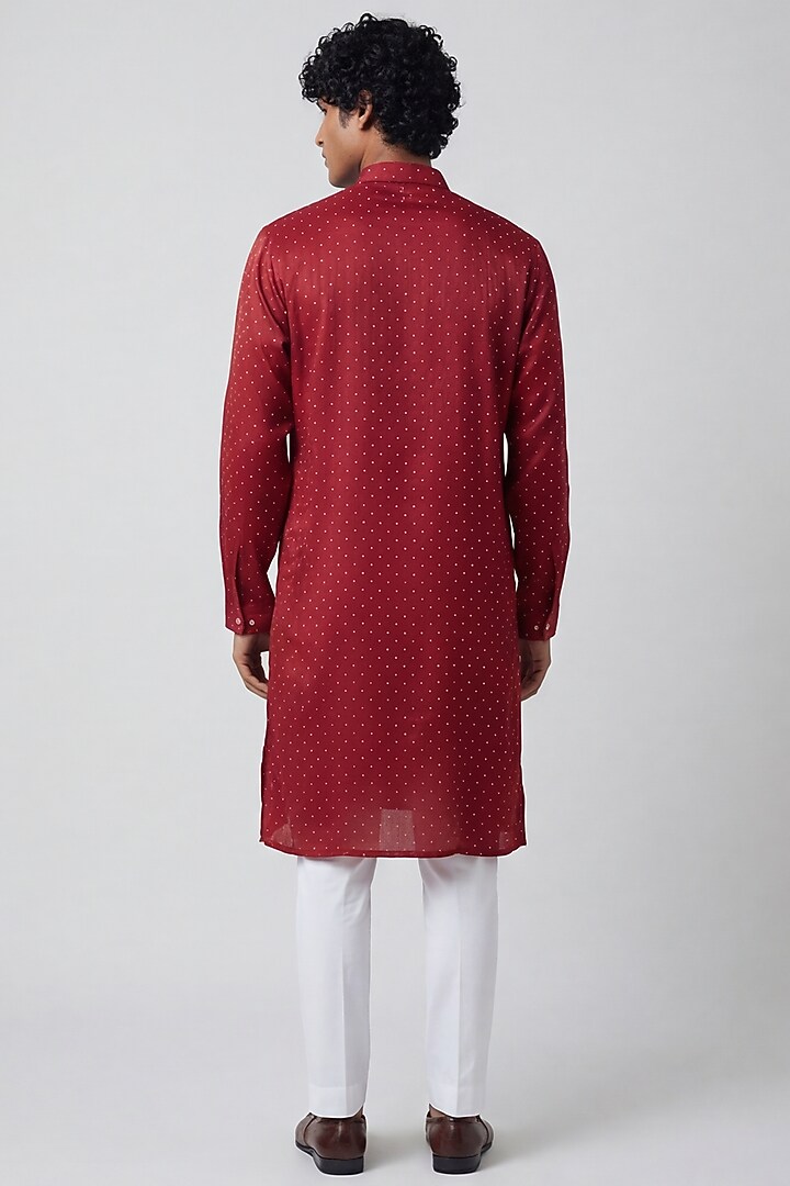 Red Organza Embellished Kurta by AASTHASHAH at Pernia's Pop Up Shop