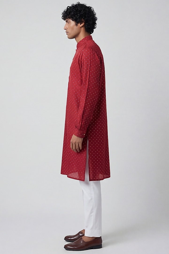 Red Organza Embellished Kurta by AASTHASHAH at Pernia's Pop Up Shop