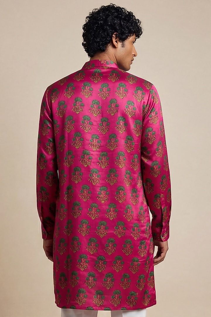Pink Gajji Modal Block Digital Printed Kurta by AASTHASHAH at Pernia's Pop Up Shop