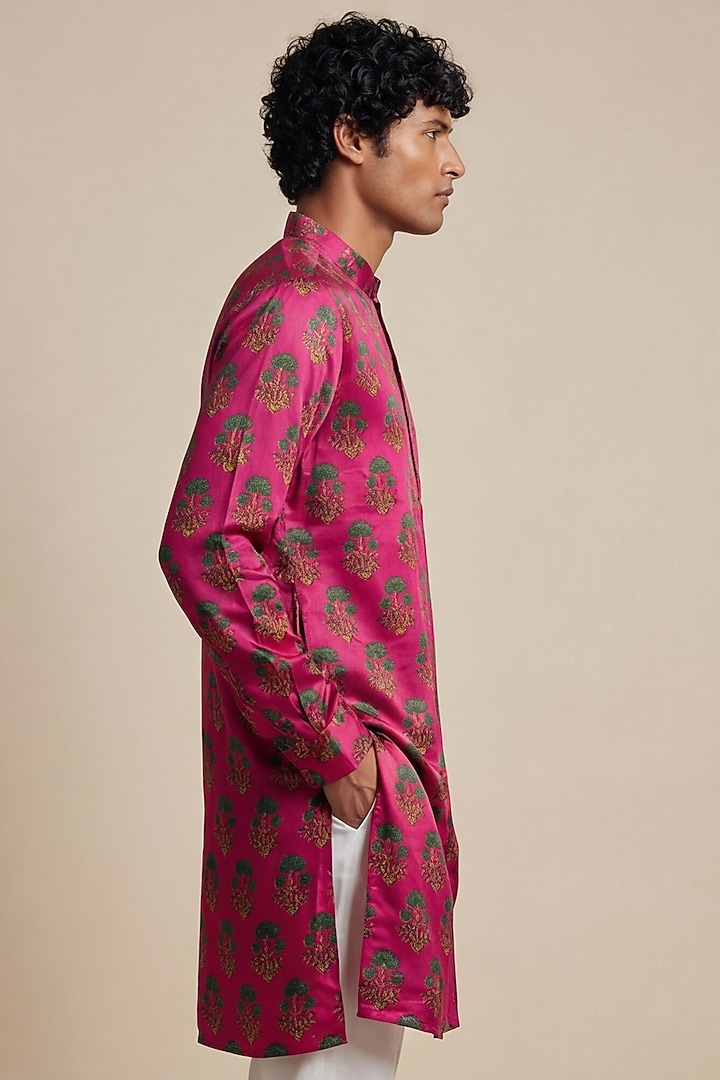 Pink Gajji Modal Block Digital Printed Kurta by AASTHASHAH at Pernia's Pop Up Shop