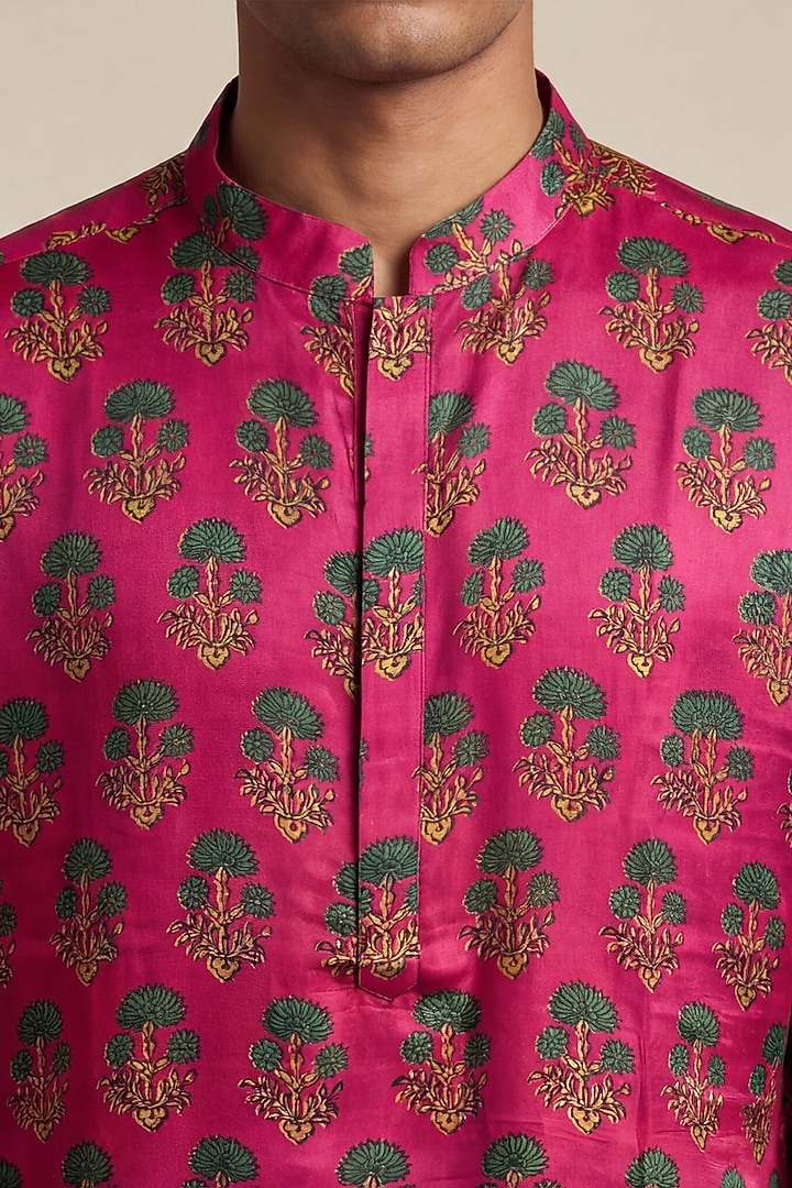 Pink Gajji Modal Block Digital Printed Kurta by AASTHASHAH at Pernia's Pop Up Shop