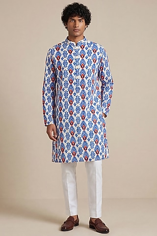 White Gajji Modal Digital Printed Kurta by AASTHASHAH