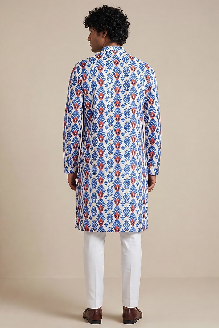 White Gajji Modal Digital Printed Kurta by AASTHASHAH at Pernia's Pop Up Shop