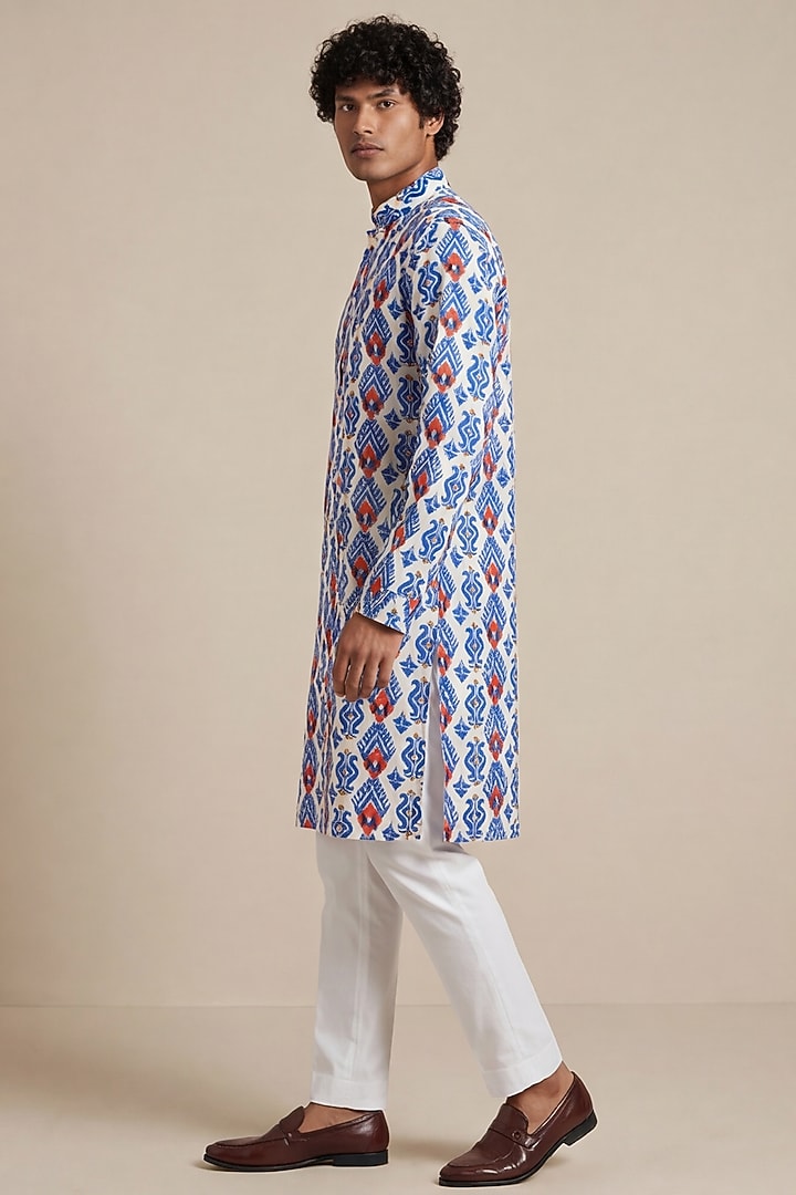 White Gajji Modal Digital Printed Kurta by AASTHASHAH at Pernia's Pop Up Shop