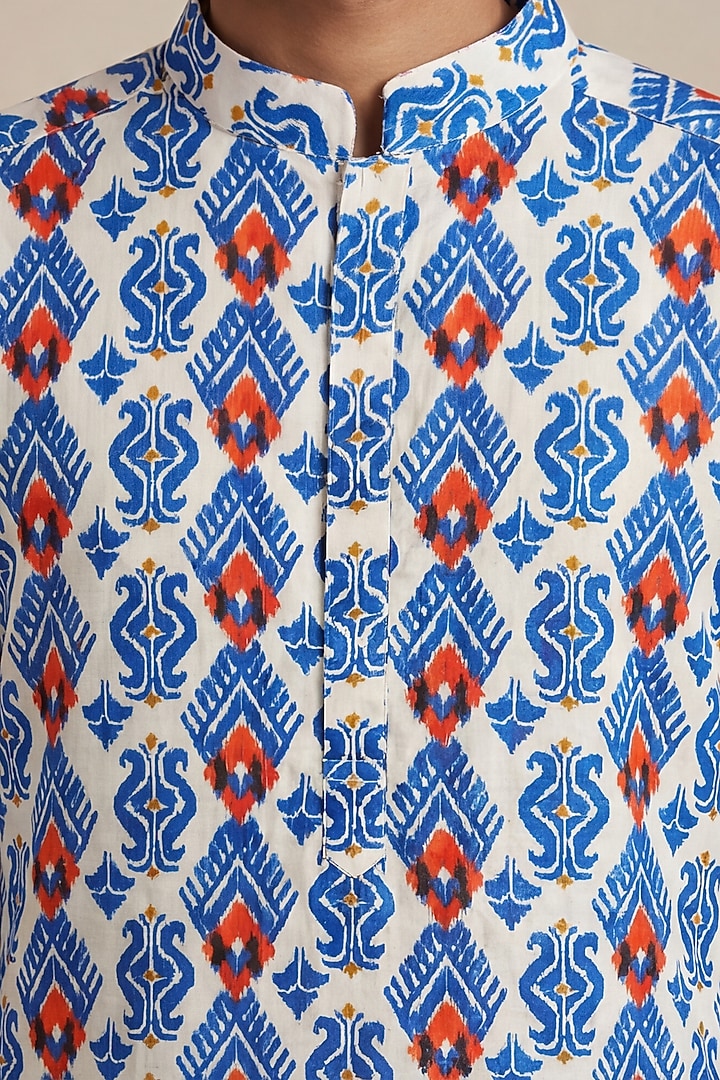 White Gajji Modal Digital Printed Kurta by AASTHASHAH at Pernia's Pop Up Shop