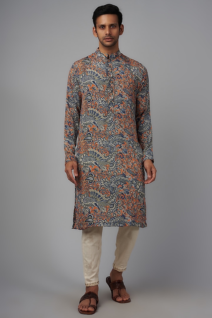 Multi-Colored Viscose Silk Digital Printed Kurta Set by AASTHASHAH at Pernia's Pop Up Shop