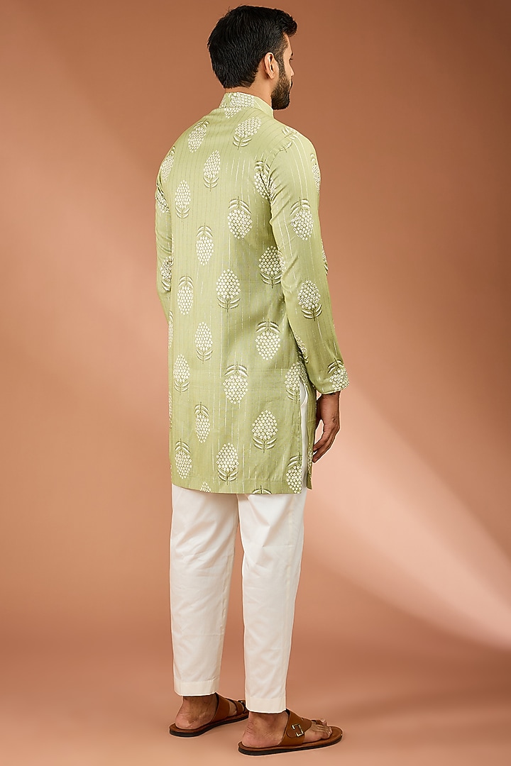 Green Viscose Blend Boota Handwork Kurta Set by AASTHASHAH at Pernia's Pop Up Shop