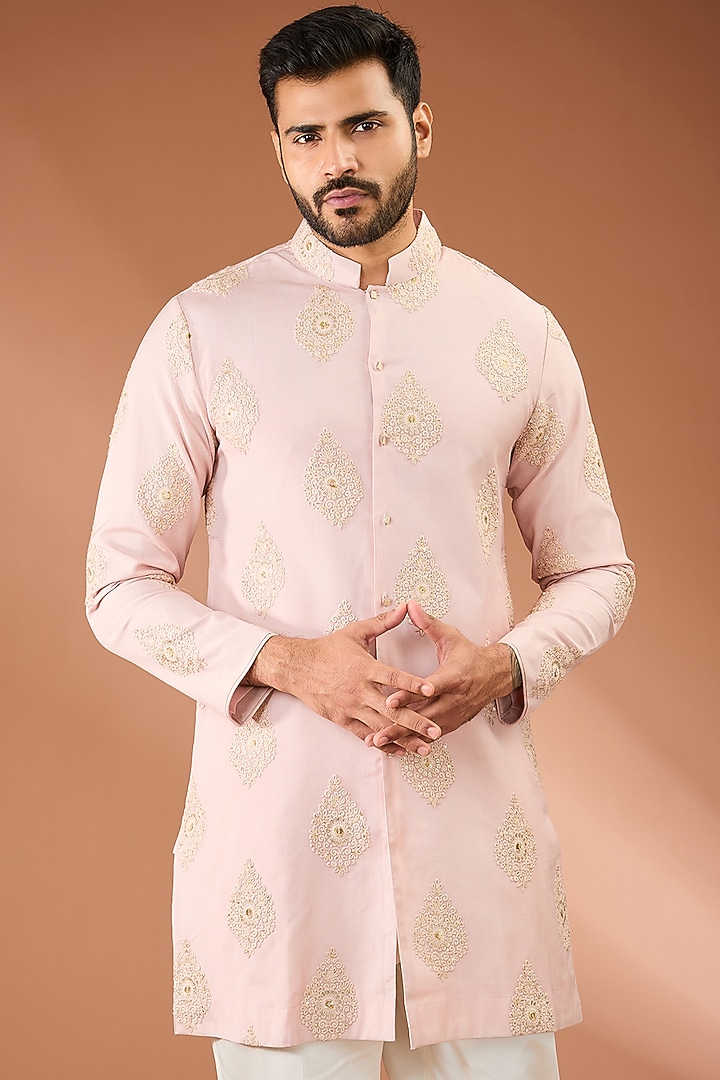 Baby Pink Georgette Butta Printed Kurta Set by AASTHASHAH at Pernia's Pop Up Shop