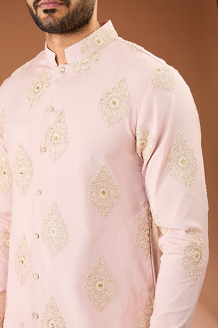 Baby Pink Georgette Butta Printed Kurta Set by AASTHASHAH at Pernia's Pop Up Shop