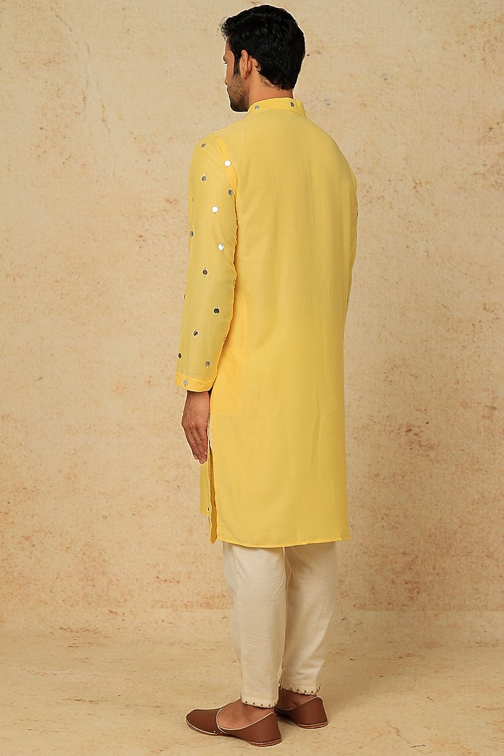 Yellow Embroidered Kurta Set by AASTHASHAH at Pernia's Pop Up Shop