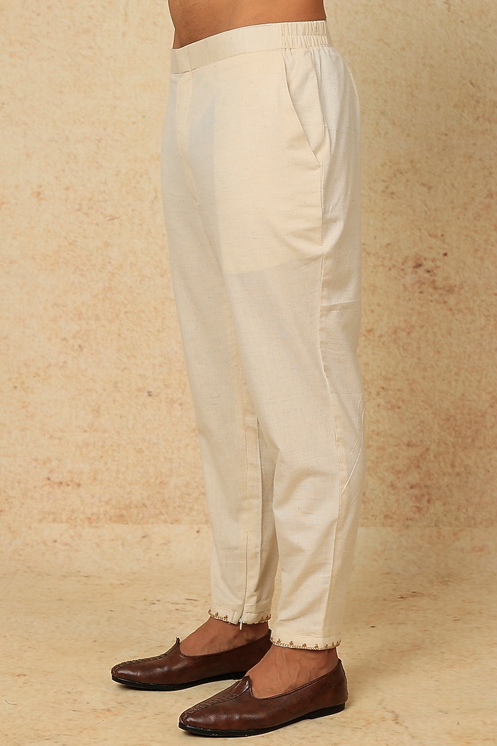 Nude Embroidered Kurta Set by AASTHASHAH at Pernia's Pop Up Shop