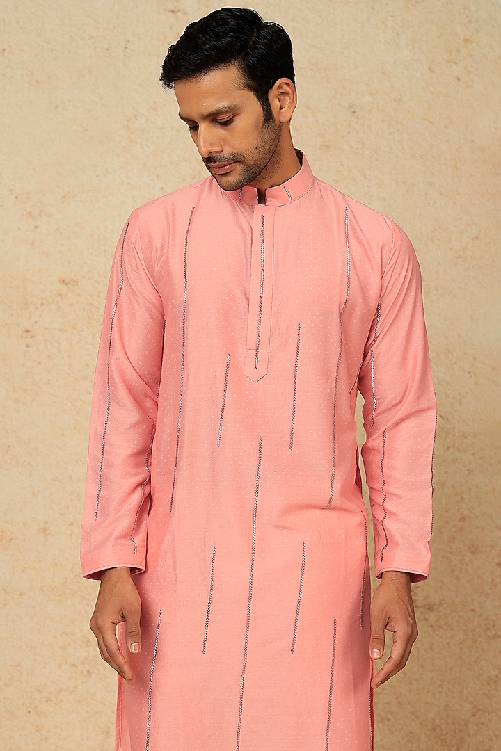 Pink Embroidered Kurta Set by AASTHASHAH at Pernia's Pop Up Shop