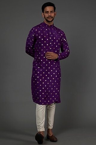 Grapevine Purple Banarasi Kurta Set by AASTHASHAH