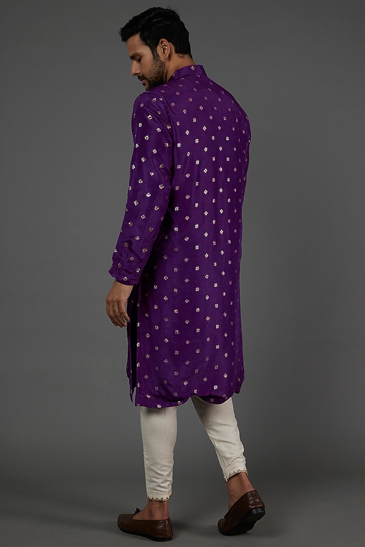Grapevine Purple Banarasi Kurta Set by AASTHASHAH at Pernia's Pop Up Shop