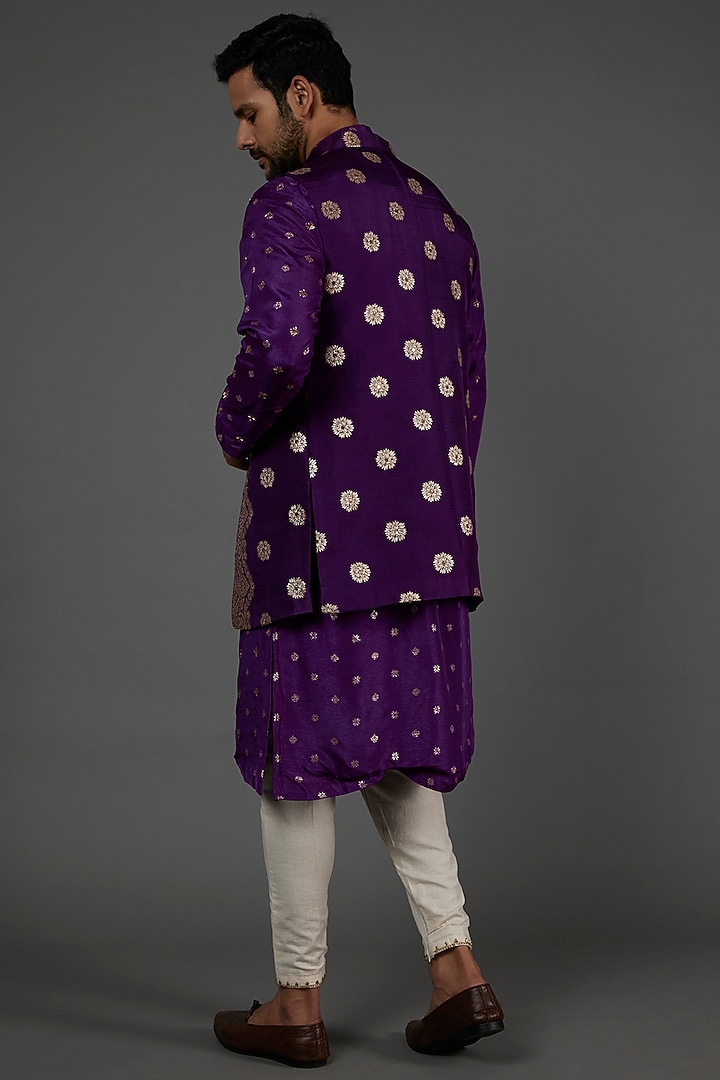 Grapevine Purple Banarasi Indo-Western Set by AASTHASHAH at Pernia's Pop Up Shop