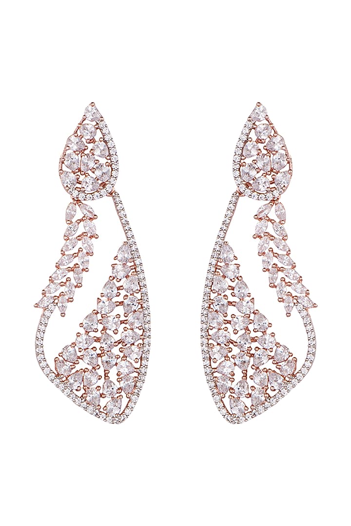 Silver plated faux diamond and long dangler earrings by Aster at Pernia's Pop Up Shop