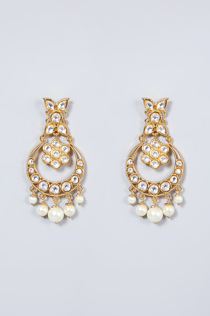 Gold Finish Kundan Polki Necklace Set by Aster at Pernia's Pop Up Shop