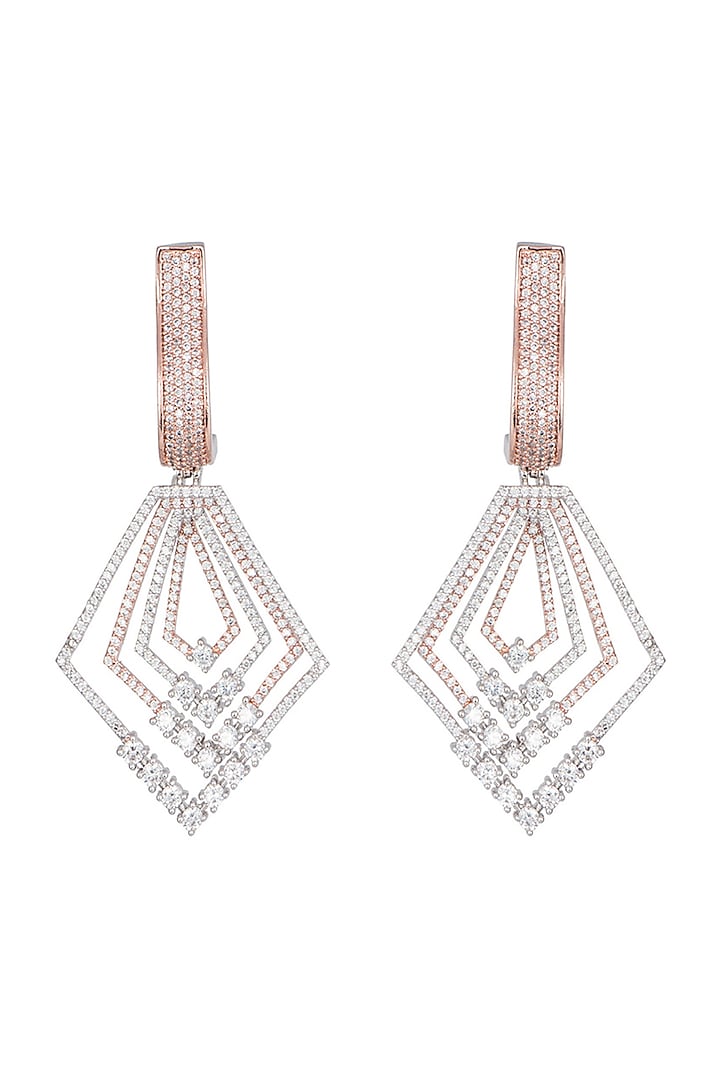 Rose gold plated diamond pave earrings by Aster at Pernia's Pop Up Shop