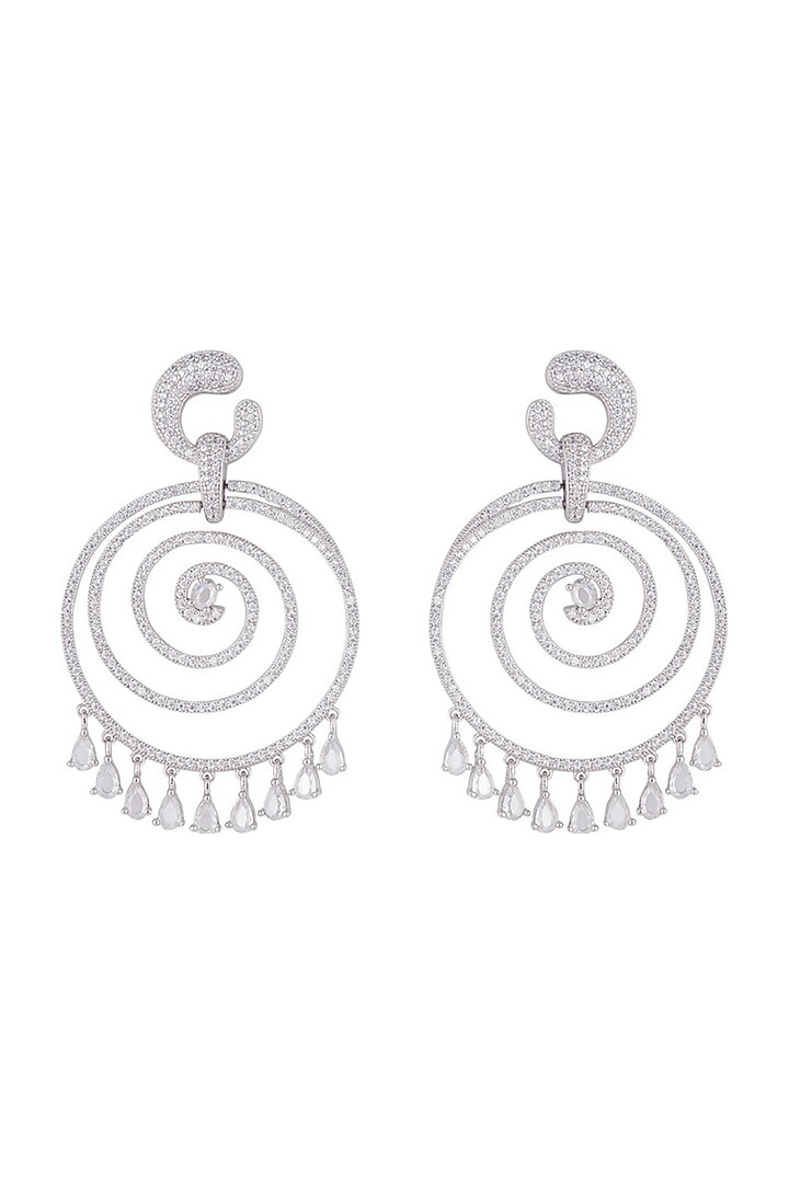 Silver plated faux diamond spiral earrings by Aster at Pernia's Pop Up Shop