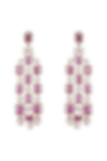 Gold Finish Pink Zircon Earrings by Aster at Pernia's Pop Up Shop