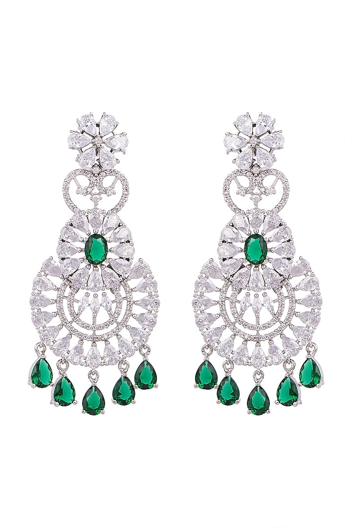 White Finish Diamond Earrings With Maang Tikka by Aster at Pernia's Pop Up Shop