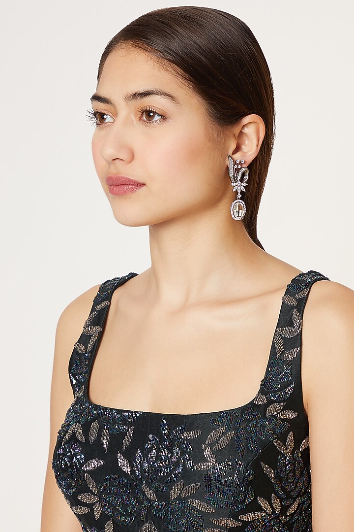 Black Rhodium Finish Antique Style Earrings by Aster at Pernia's Pop Up Shop