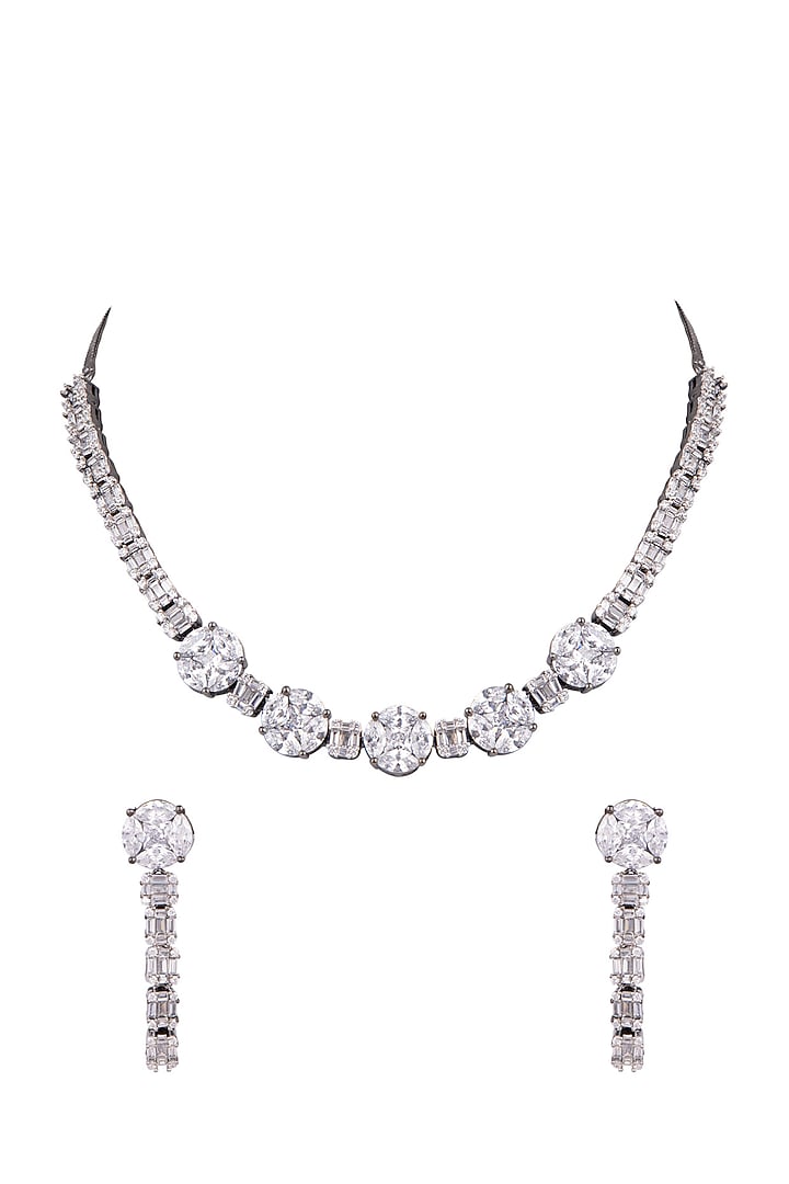 Black Rhodium Finish Diamond Necklace Set by Aster at Pernia's Pop Up Shop