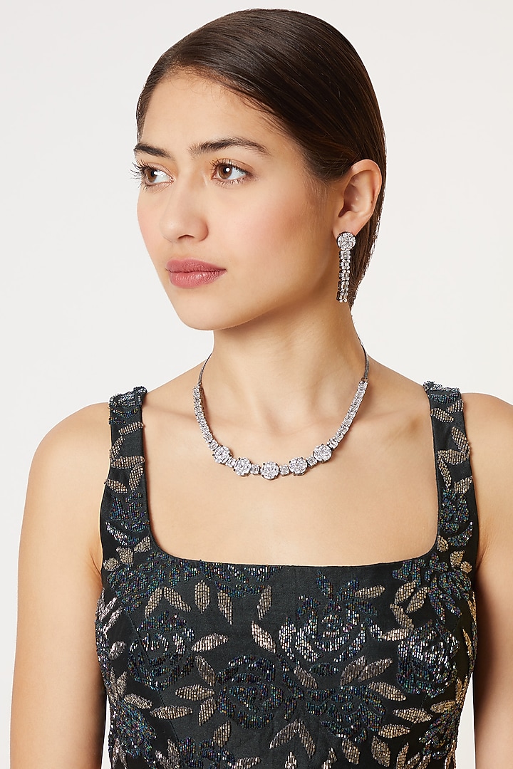 Black Rhodium Finish Diamond Necklace Set by Aster at Pernia's Pop Up Shop