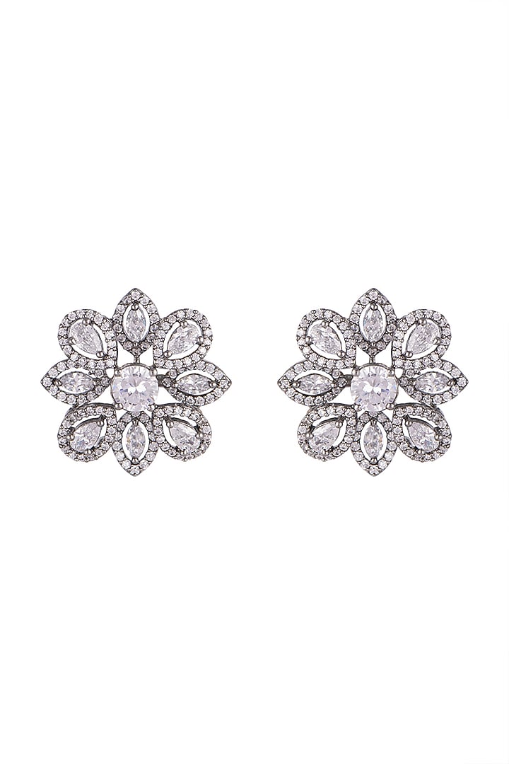 Black Rhodium Finish Stud Earrings by Aster at Pernia's Pop Up Shop