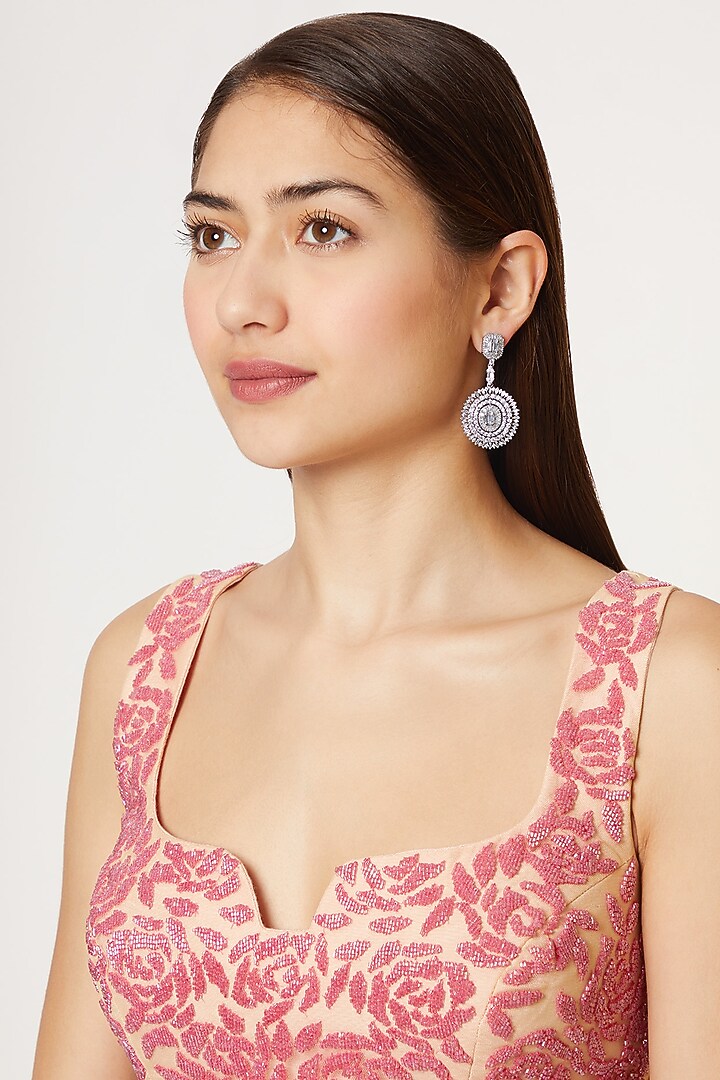 White Finish Diamond Earrings by Aster at Pernia's Pop Up Shop