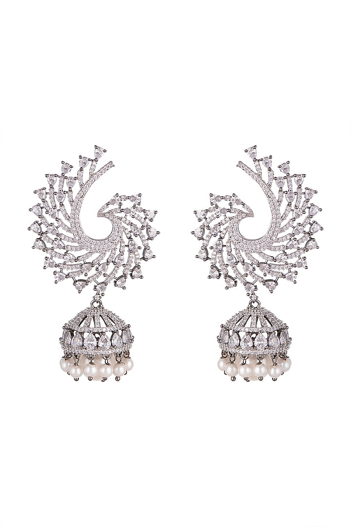 Black Rhodium Finish Jhumka Earrings by Aster at Pernia's Pop Up Shop