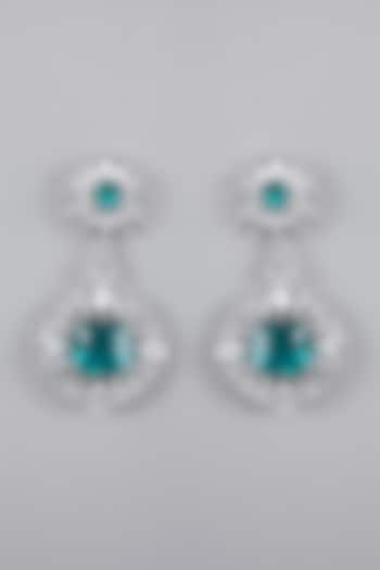 Silver Finish Zircon Dangler Earrings by Aster