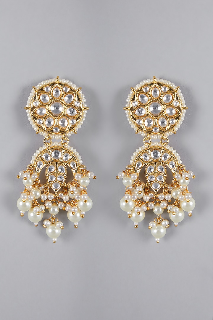 Gold Finish Kundan Jhumka Earrings by Aster at Pernia's Pop Up Shop